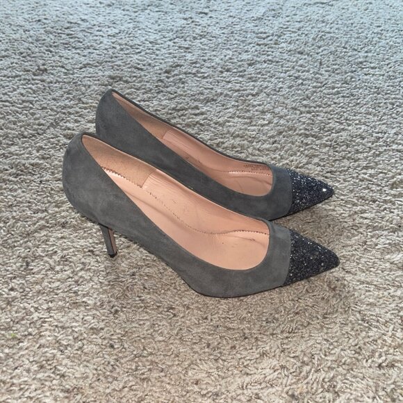 J.Crew Collection Suede Heel w/Silver Glitter Toe Sz Worn Once - Picture 3 of 5